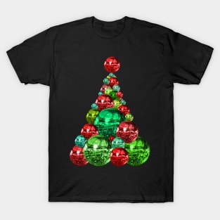 Retro Red and Green Disco Christmas Tree T-Shirt